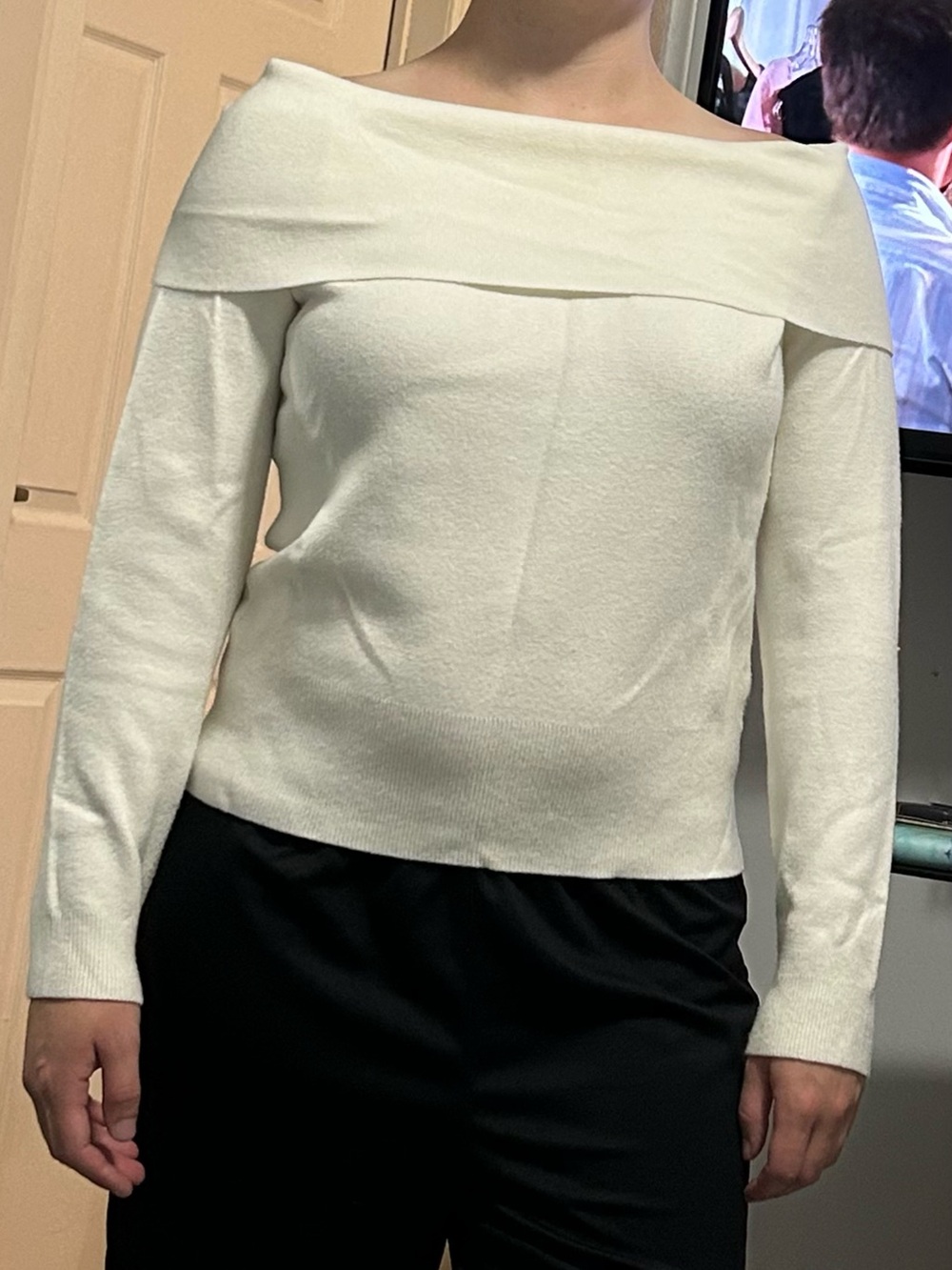 Off-Shoulder Cream Women’s Sweater